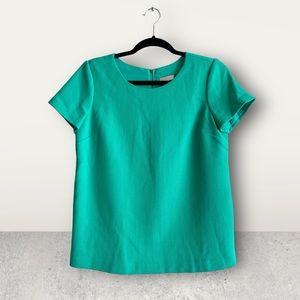 Boxy 100% wool shell Joie zipper-back top in green, size xsmall (fits like a s)